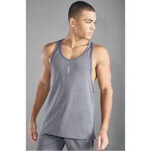 Boohoo Man Active Racer‎ Men's Gray Tank Top 100% Polyester Size L